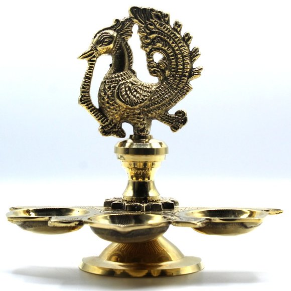 Handmade Solid Brass Peacock Tabletop 3 Tealight Candle holder Centerpiece Decor - Picture 9 of 12